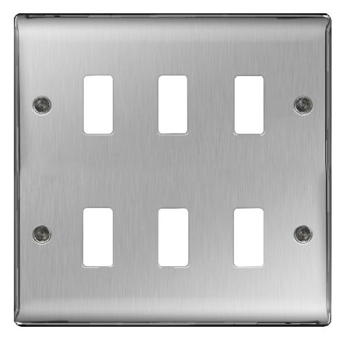 BG Electrical GNBS6 Nexus Metal Brushed Steel 6 Module Frontplate 146mm x 146mm