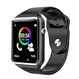 Bluetooth Smart Watch Fitness Tracker, Qidoou Sport Watch Touch Screen Camera Pedometer Sleep Monitor Call/Message Reminder Music Player Anti-Lost Compatible Android iOS iPhone (Black)