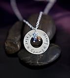 Personalized Name Necklace - DII - Grandma Gift - Mother's Day Gift - Handstamped Handmade Jewelry - 1 inch 25.4MM Silver Washer Disc - Choose Birthstone Colors - Custom Names - Fast 1 Day Shipping