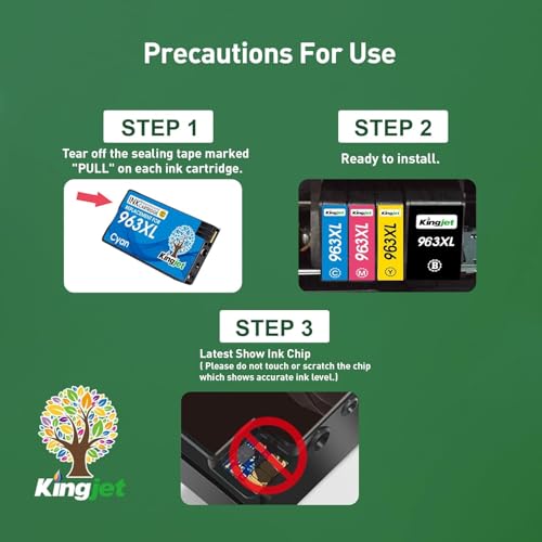 KINGJET 963XL Ink Cartridges Multipack Remanufactured for HP 963 XL, Compatible with HP OfficeJet Pro 9010e 9012e 9014e 9015e 9019e 9020e e-Series, High Yield 4-Pack (1 Black, 3 Colour)