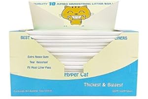 Hyper Cat Litter Bags 10 Counts Litter Box Liners, 36" x 18" Tear Resistant Cat Litter Box Liners, Elastic Litter Bags with Drawstring, Kitty Litter Bags Cat Poop, Jumbo Cat Litter Liners Bags