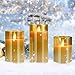 Flameless Candles LED Flickering Fake Candle for Room Decor Home Decorative Battery Operated Remote Control Tan Glass 3 Pack