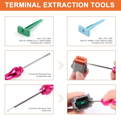 Flytuo 636PCS Deutsch Connectors Kit with Crimping Tool - 2/3/4/6/8/12 Pin Waterproof DT Connectors, Removal Tool, Size 16 Solid Terminal Contacts, 14-18 AWG (Grey)