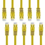GearIT 10 Pack, Cat 6 Ethernet Cable Cat6 Snagless Patch 3 Feet - Computer LAN Network Cord, Yellow - Compatible with 10 Port Switch POE 10port Gigabit