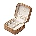 Vlando Small Faux Leather Travel Jewelry Box Organizer Display Storage Case for Rings Earrings Necklace, Khaki