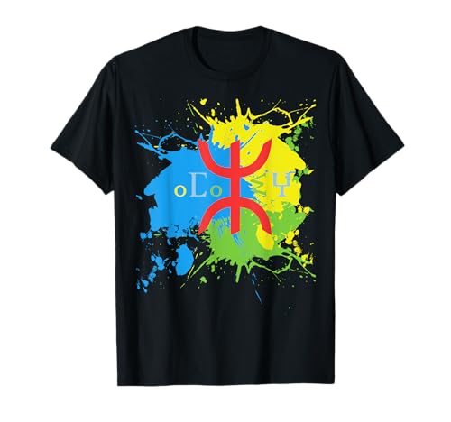 Amazigh Flag Splash Art Design - Amazigh and Proud T-Shirt