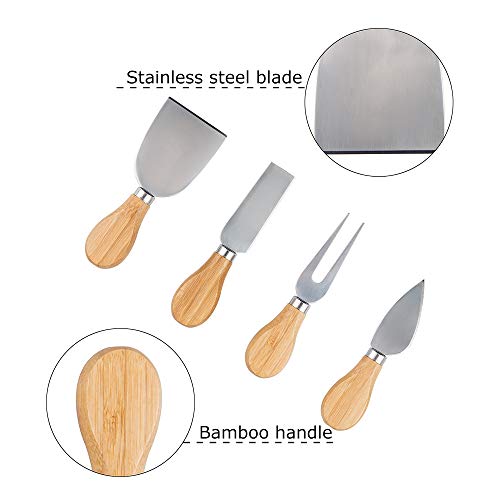 Set of 12, Wood Handle Cheese Knives with Cheese Markers and Soapstone Chalks, findTop 4 Pieces Cheese Slicer Cheese Cutter, 6 Pieces Natural Slate Cheese Labels, 2 Pieces Soapstone Chalks