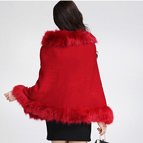 Ladies/Womens Luxury Bridal Faux Fur Shawl Wraps Cloak Coat Sweater Cape, Wine Red, One Size