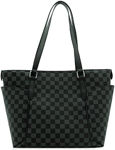 Ladies Check Designer Handbag Shoulder Bag Zipped Tote With Lip Balm Mini Emery Board Set