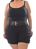 Rouge Collection Plus Size Womens Stretch Nylon Solid Belted Sailor Shorts