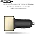 Car Charger, Rock® 4.8A 3 USB Ports Metal Shell LED Light Raid Car Charger Auto Adapter for iPhone 7/7 Plus/6s/6s Plus/6/6Plus/5s/5, iPad, Samsung Galaxy, Nexus, Smart Phones, Tablets and More – Gold
