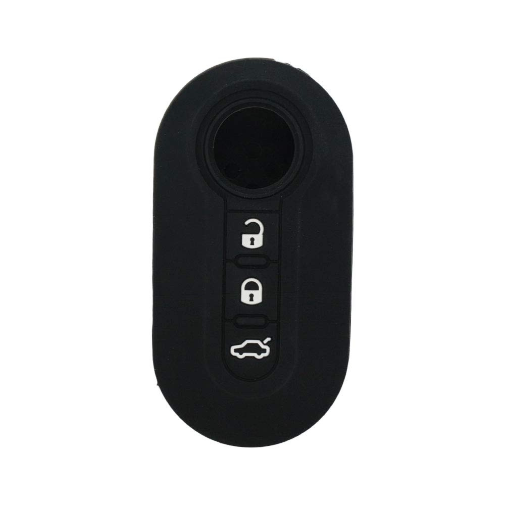 BROVACS Silicone Cover Protector Case Holder Skin Jacket Compatible with FIAT 3 Button Flip Remote Key Fob CV4759 Black