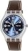 Swatch Daily Friend Blue Dial Plastic Brown Leather Quartz Men's Watch SUOK701