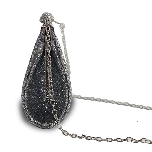 Missfiona Sparkly Glitter Formal Clutch Purse Wedding Party Evening Bag for Women(Silver)