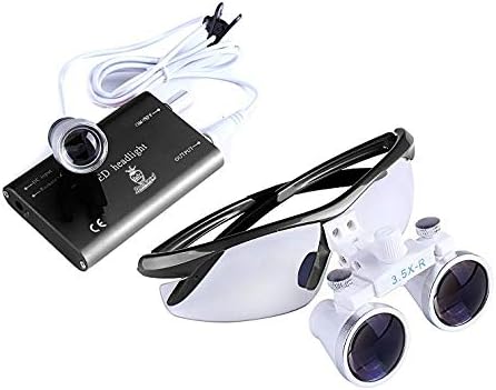 Doc.Royal 3.5X-R Black Frame Binocular Loupes Optical Glass +Head Light Lamp.
