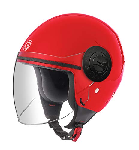 Gliders. Vintage Open Face Helmet (Cherry Red with Clear Visor, 580 mm)