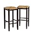 Bar Stool, 29-Inch Rush Seat Walnut Finish Set of 2