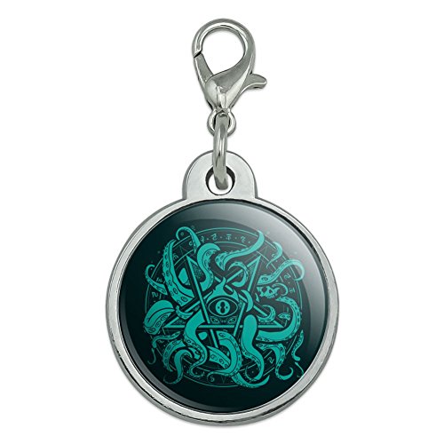 Cthulhu Elder Sign Pentagram Chrome Plated Metal Pet Dog Cat ID Tag - Small