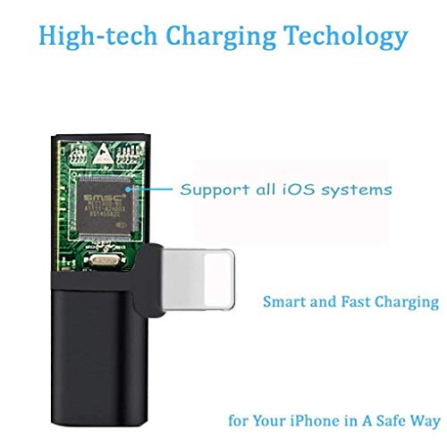 qinfeng for iPhone Headphone Jack Adapter for iPhone 8/8 Plus/Xs/Xs Max/XR/ 7/7 Plus Earphone Splitter for iPhone Adaptor Dongle 2 in 1 Charger + Aux Connector Charger Cable Support All iOS System