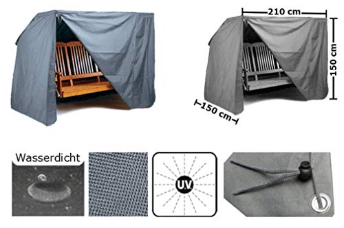 Kronenburg Schutzhülle Hollywoodschaukel Winterfest 3-4 Sitzer aus 420D Oxford Gewebe 150x210x150 cm in Grau… – Bild 3