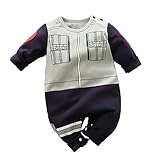 Baby Romper Boys Girls Newborn Cartoon Cosplay Outfits Button Cotton Jumpsuits Long Sleeve Grey&Navy2 3-6 Months/66