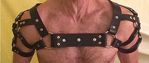 Men's Handcrafted Black Roman Bulldog Chest Harness Z80