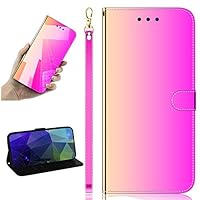 Miagon Mirror Effect Leather Case for Samsung Galaxy A10,Slim PU Makeup Standing Cover Flip Folding Kickstand Protective Bumper Case,Gradient