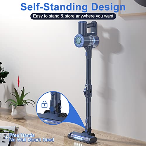 PRETTYCARE Cordless Vacuum Cleaner, Self-Standing, 180° Bendable Wand, 6 in 1 Lightweight Stick Vacuum Powerful Suction, Rechargeable Cordless Vacuum for Hardwood Floor Pet Hair, W400