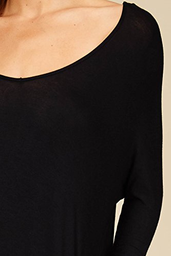 Annabelle Women's Long Sleeve Comfy Harem V-Neck Romper Jumpsuits Large Black JC6008A
