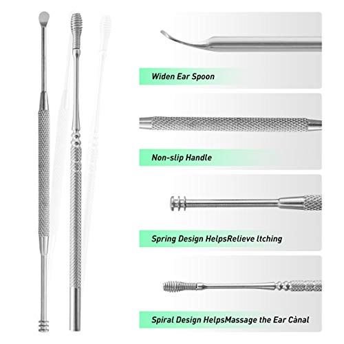 8 Pcs Ear Pickï¼ŒMUIIGOOD Earwax Removal Kit Ear Cleansing Tool,Ear Curette with Storage Box and Cleaning Brush