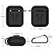 AirPods Case Cover, 9 in 1 Case Airpods Accessories Protective Silicone Skin Compatible for Apple Earpods with Airpods Watch Band Holder/Ear Hook/Anti-Lost Stap/Clip /Keychain/Grip-Black