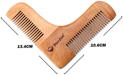 Korowa Bluezoo Handmade Natural Pear Wood Men Beard Modeling Right Angle Comb Pocket Beard Brush Comb