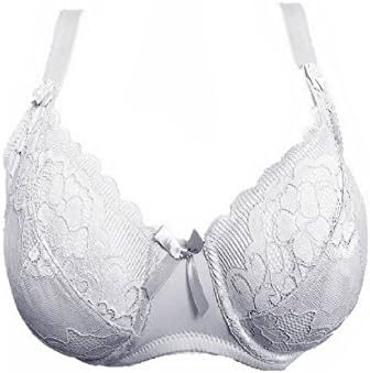 Herina, E, F Cup Bra Plus size Underwired Non-padded Ultra thin Sexy Full Lace Coverage Big Cup (95F, White)