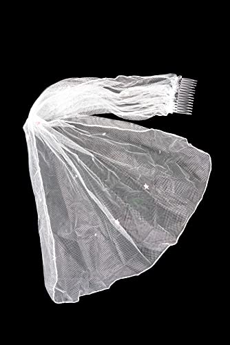 SHATCHI Schleierkamm Bride to Be Hen Night Accessoire Damen Hochzeit Brautschleier Kamm mit Sternen Vail Geschenke für Mädchen Weiß Kurz