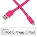 Aduro - Apple Certified / MFi [Lifetime Warranty] - USB to Lightning FLAT Charge & Sync Cable fits all Apple Devices with Lightning Connector - iPhone 5 / 5S / 5C / 6, iPad 4, iPad Mini, iPad Air, New iPod Touch and Nano (3 Feet / 0.9 Meters) (Pink)