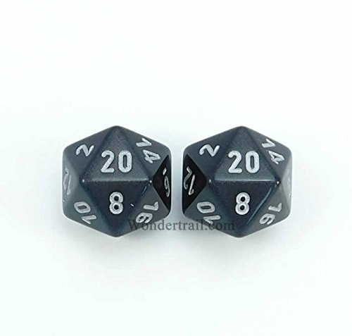 WCXPB2028E2 Smoke Borealis Dice with Silver Numbers D20 Aprox 16mm (5/8in) Pack of 2 Dice Chessex