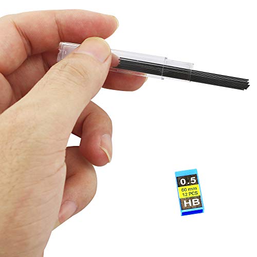 Wpxmer 576 Pieces HB Black Lead Refills Mechanical Pencil Refills, 48 Tubes (0.7 mm and 0.5 mm)