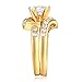 TWJC 14k Yellow Gold SOLID Wedding Engagement Ring and Wedding Band 2 Piece Set - Size 5