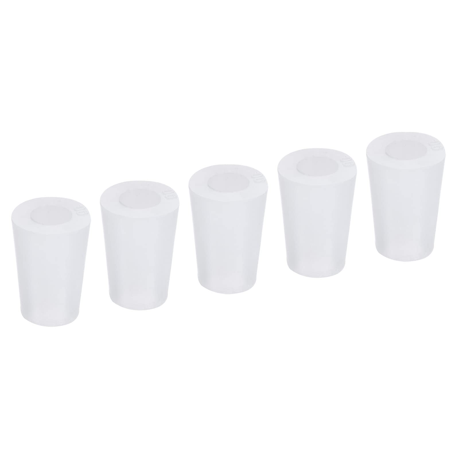 YOKIVE 5Pcs Silicone Rubber Stoppers with Hole, Tapered Plugs with High-temperature Resistance | Protect Hole, Great for Lab Industry (White, 11mm to 15mm)