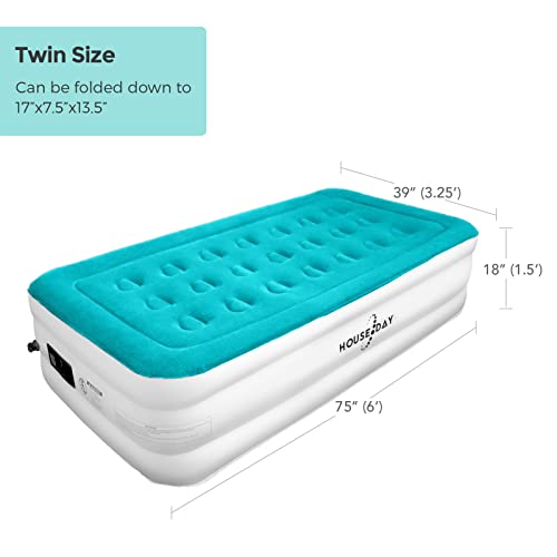 HOUSE DAY Twin Air Mattress with Built Raised Electric Airbed with