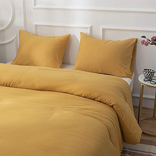 Luxlovery Mustard Yellow Comforter Set Queen Dark Yellow Bedding