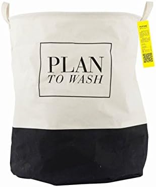 Guurachi Fabric Foldable Round Laundry Basket Hamper Closet Storage Bin Bag Plan To Wash (C2)
