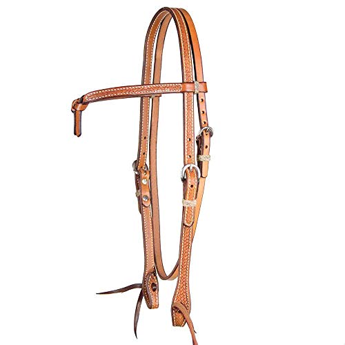 Teskey’s Basket Stamped Crossover Headstall (Light Oil)