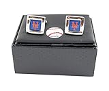 MLB NY New York Mets Square Cufflinks With Square Shape engraved Logo design Gift Box Set