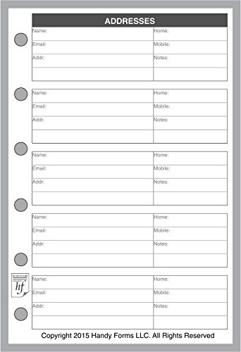 Pocket Size Name & Address Refill, Sized and Punched for Pocket Notebook (3.25" x 4.75")