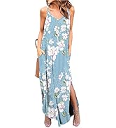 Zilcremo Women Summer Casual Dress Floral Loose Boho Dresses Cami Maxi Dresses with Pockets