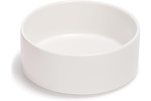 SPUNKYJUNKY 13.5OZ Ceramic Dog and Cat Bowl, Modern Cute Weighted Food Water Bowl for Replacement White (1 Pack)