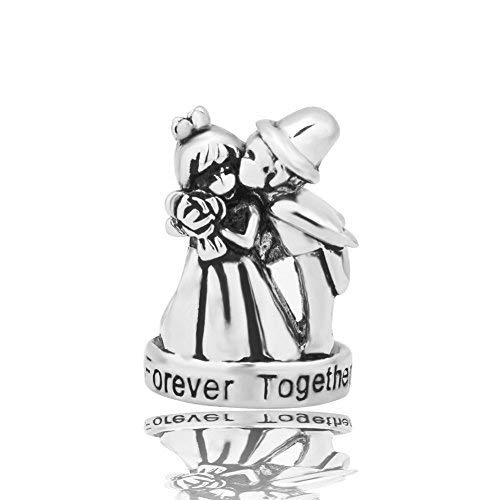 Heart of Charms Love Charms Wife and Husband Wedding Kissing Forever Together Heart Bead for Bracelet (Style-2)