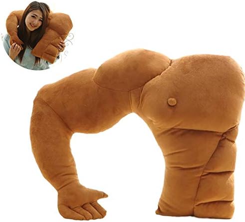 Wudi Muscle Man Body Arm Plush Cotton Pillow Boyfriend Pillow Husband Pillow for Home Office Dorm Decoration 23"x 19"Inch