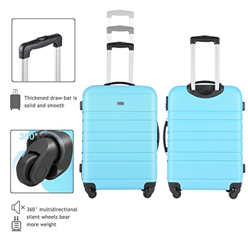 3 Pcs Luggage Set Hardside Travel Suitcase with Spinner Wheels Lightweight Durable ABS Hardshell TSA Lock 20 24 28 inch